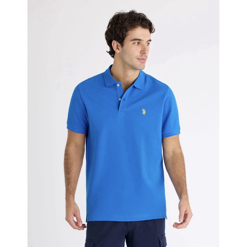 U.S. Polo Assn. SOLID PIQUE SMALL LOGO POLO SHIRT Blue Hill Men's Size Large